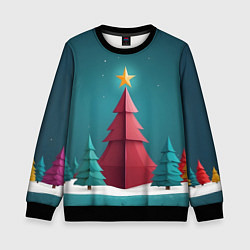 Свитшот детский Елка со звездой, цвет: 3D-черный