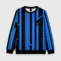 Свитшот детский Толстые синие полосы на чёрном фоне, цвет: 3D-черный