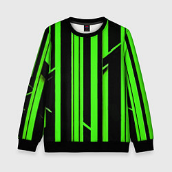 Детский свитшот Толстые зелёные полосы на чёрном фоне