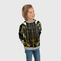 Свитшот детский Gold lines on a black background, цвет: 3D-меланж — фото 2