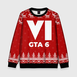 Свитшот детский Новогодний GTA 6 с оленями, цвет: 3D-черный