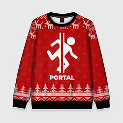 Свитшот детский Новогодний Portal с оленями, цвет: 3D-черный