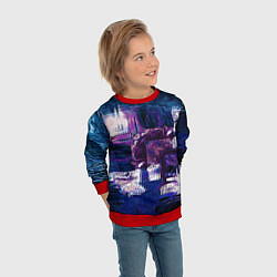 Свитшот детский Глитч текстура - искаженное пространство, цвет: 3D-красный — фото 2