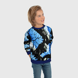 Свитшот детский Чёрные линии на чёрно-синем фоне, цвет: 3D-синий — фото 2