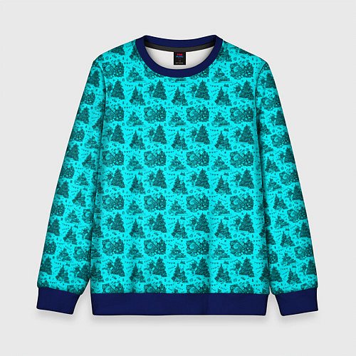 Детский свитшот Новогодние звери / 3D-Синий – фото 1