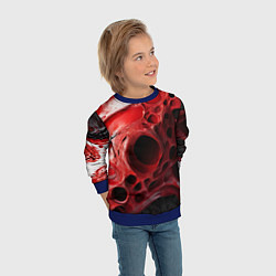 Свитшот детский Красно-белая абстрактная структура, цвет: 3D-синий — фото 2