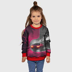 Свитшот детский Спорткар в тропическом городе, цвет: 3D-красный — фото 2