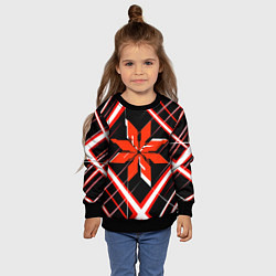 Свитшот детский Красно-белая звезда и полосы на чёрном фоне, цвет: 3D-черный — фото 2