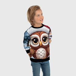 Свитшот детский Новогодний совенок, цвет: 3D-черный — фото 2