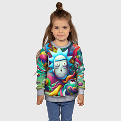 Свитшот детский Рик Санчес - граффити, цвет: 3D-меланж — фото 2