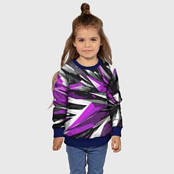 Свитшот детский Чёрно-фиолетово-белая абстракция, цвет: 3D-синий — фото 2