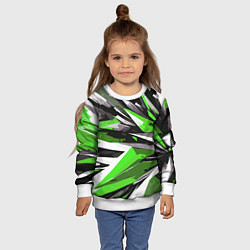 Свитшот детский Чёрно-зелёная-белая абстракция, цвет: 3D-белый — фото 2