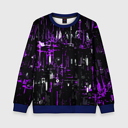 Детский свитшот Бело-фиолетовая тревожная абстракция на чёрном фон