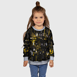 Свитшот детский Бело-жёлтая абстракция на чёрном фоне, цвет: 3D-меланж — фото 2
