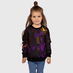 Свитшот детский Жёлто-фиолетовые точки и линии на чёрном фоне, цвет: 3D-черный — фото 2