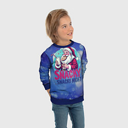 Свитшот детский Санта ест печенье с молоком, цвет: 3D-синий — фото 2