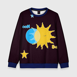 Свитшот детский Солнце и луна космос, цвет: 3D-синий