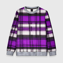 Свитшот детский Фиолетово-белая ткань в клетку, цвет: 3D-меланж