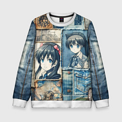 Детский свитшот Пэчворк деним и аниме