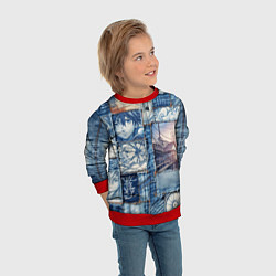 Свитшот детский Пэчворк с мотивами аниме, цвет: 3D-красный — фото 2