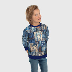 Свитшот детский Аниме деним-пэчворк, цвет: 3D-синий — фото 2