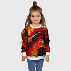 Свитшот детский Красно-золотые брызги на чёрном фоне, цвет: 3D-белый — фото 2