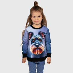 Свитшот детский Цвергшнауцер на синем фоне, цвет: 3D-черный — фото 2