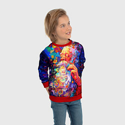 Свитшот детский Santa Claus: pop-art modern pointillism, цвет: 3D-красный — фото 2