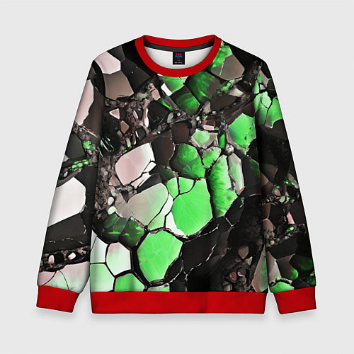 Детский свитшот Чёрно-зелёный камень / 3D-Красный – фото 1