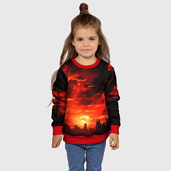 Свитшот детский Багровый апокалиптический закат, цвет: 3D-красный — фото 2