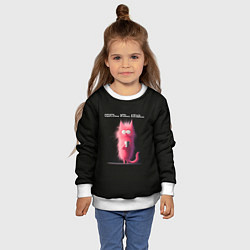 Свитшот детский Мем розовый кот: опять эти люди, цвет: 3D-белый — фото 2
