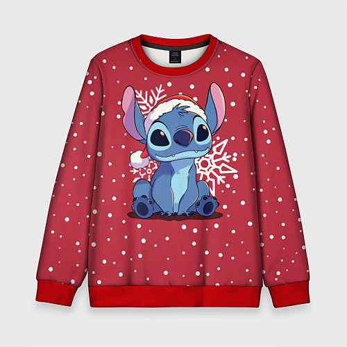Детский свитшот Новогодний Стич / 3D-Красный – фото 1