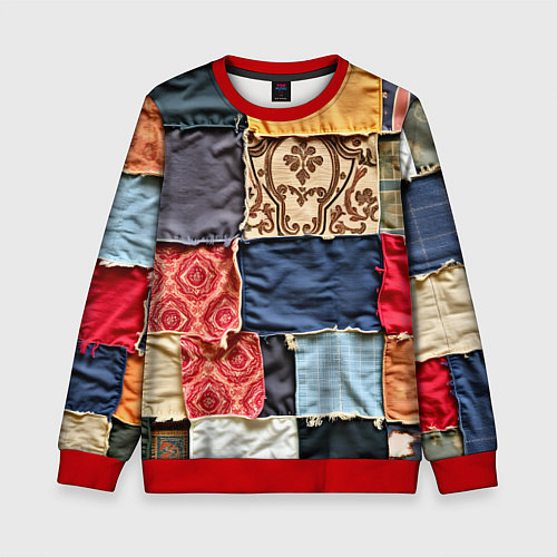 Детский свитшот Яркий пэчворк / 3D-Красный – фото 1