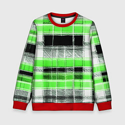 Детский свитшот Белые полосы на чёрно-зелёном фоне