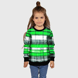 Свитшот детский Чёрные полосы на зелёном-белом фоне, цвет: 3D-черный — фото 2