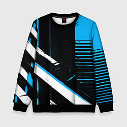 Детский свитшот Полосы на чёрном фоне сине-белые