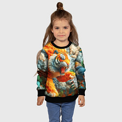 Свитшот детский Сказочный облачный тигр - нейроарт фантазия, цвет: 3D-черный — фото 2