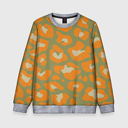 Свитшот детский Рыже-зеленый леопардовый, цвет: 3D-меланж