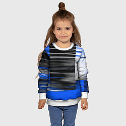 Свитшот детский Белые вертикальные полосы на чёрно-синем фоне, цвет: 3D-белый — фото 2
