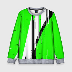 Свитшот детский Black and white vertical stripes on a green backgr, цвет: 3D-меланж