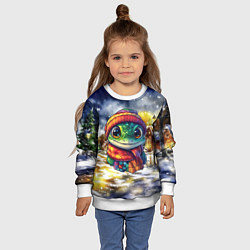 Свитшот детский Новогодняя змейка милая, цвет: 3D-белый — фото 2