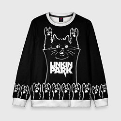 Свитшот детский Linkin Park: cat rock, цвет: 3D-белый