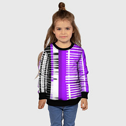 Свитшот детский Белые полосы на чёрно-фиолетовом фоне, цвет: 3D-черный — фото 2