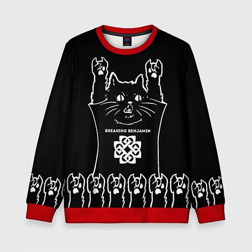 Детский свитшот Breaking Benjamin: cat rock / 3D-Красный – фото 1
