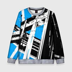 Детский свитшот Чёрно-белые абстрактные линии на синем фоне