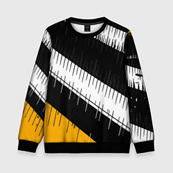 Детский свитшот Диагональные чёрно-белые полосы на жёлтом фоне