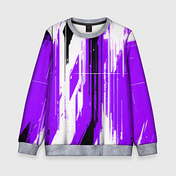 Свитшот детский Вертикальные чёрно-белые линии на фиолетовом фоне, цвет: 3D-меланж