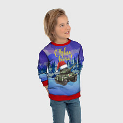 Свитшот детский С новым годом - новогодний танк, цвет: 3D-красный — фото 2