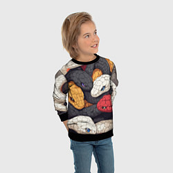 Свитшот детский Разноцветные змеи, цвет: 3D-черный — фото 2
