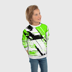 Свитшот детский Diagonal black and green stripes on a white backgr, цвет: 3D-белый — фото 2